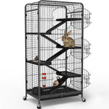 52-inch Metal Ferret Cage Small Animal Cage with Rolling Stand Indoor Outdoor for Squirrel/Bunny/Cat/Rabbit