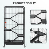 52-inch Metal Ferret Cage Small Animal Cage with Rolling Stand Indoor Outdoor for Squirrel/Bunny/Cat/Rabbit