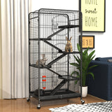 52-inch Metal Ferret Cage Small Animal Cage with Rolling Stand Indoor Outdoor for Squirrel/Bunny/Cat/Rabbit