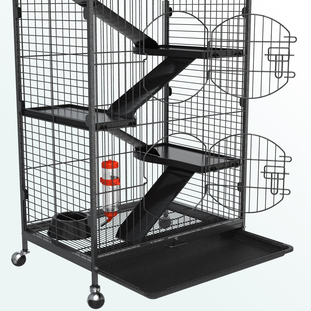 52-inch Metal Ferret Cage Small Animal Cage with Rolling Stand Indoor Outdoor for Squirrel/Bunny/Cat/Rabbit