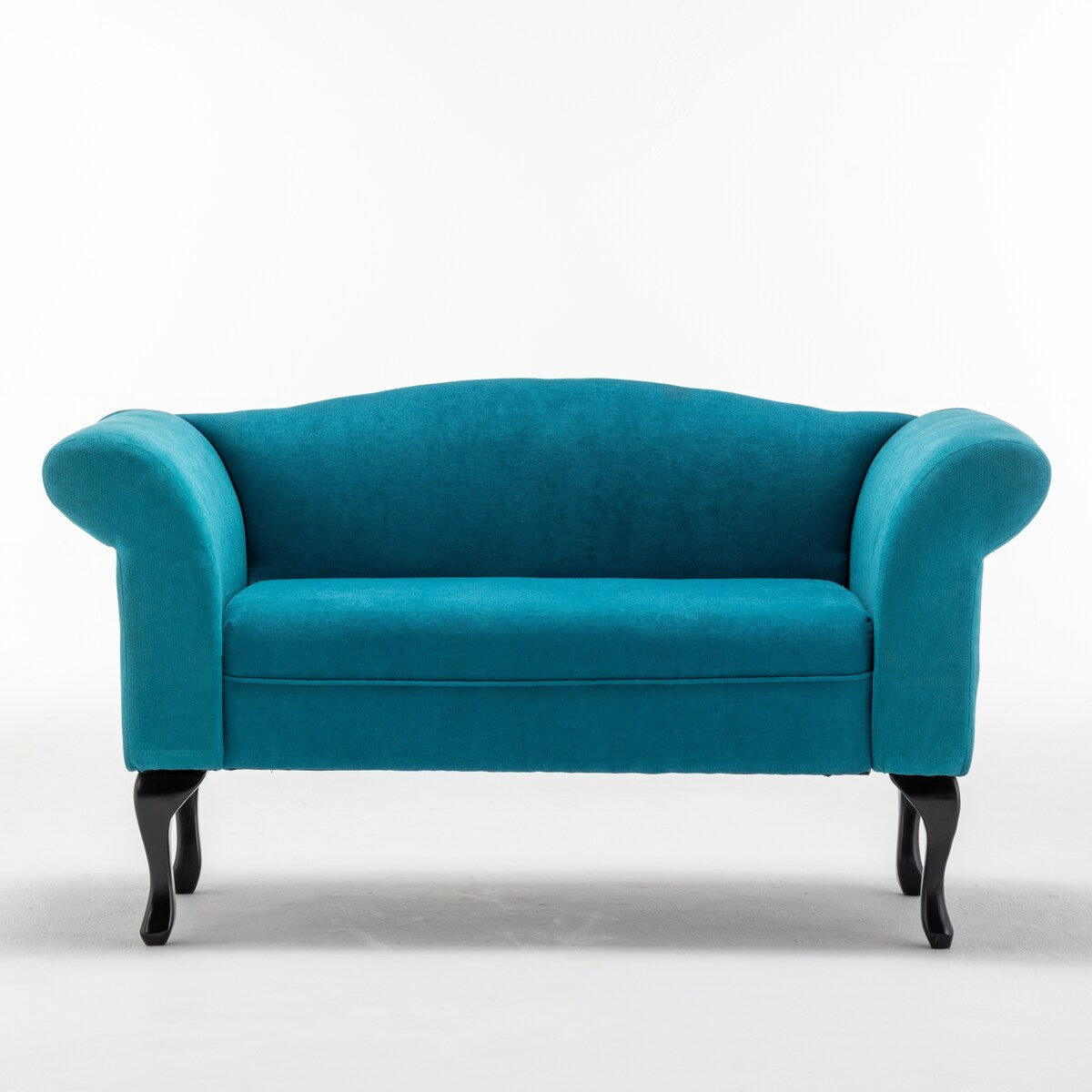 52.76" Linen Fabric Upholstered Loveseat with Rolled Arms, Comefortable Cushion and Solid Wood Legs for Living Room, Bedroom