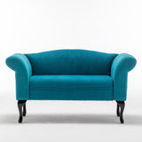 52.76" Linen Fabric Upholstered Loveseat with Rolled Arms, Comefortable Cushion and Solid Wood Legs for Living Room, Bedroom