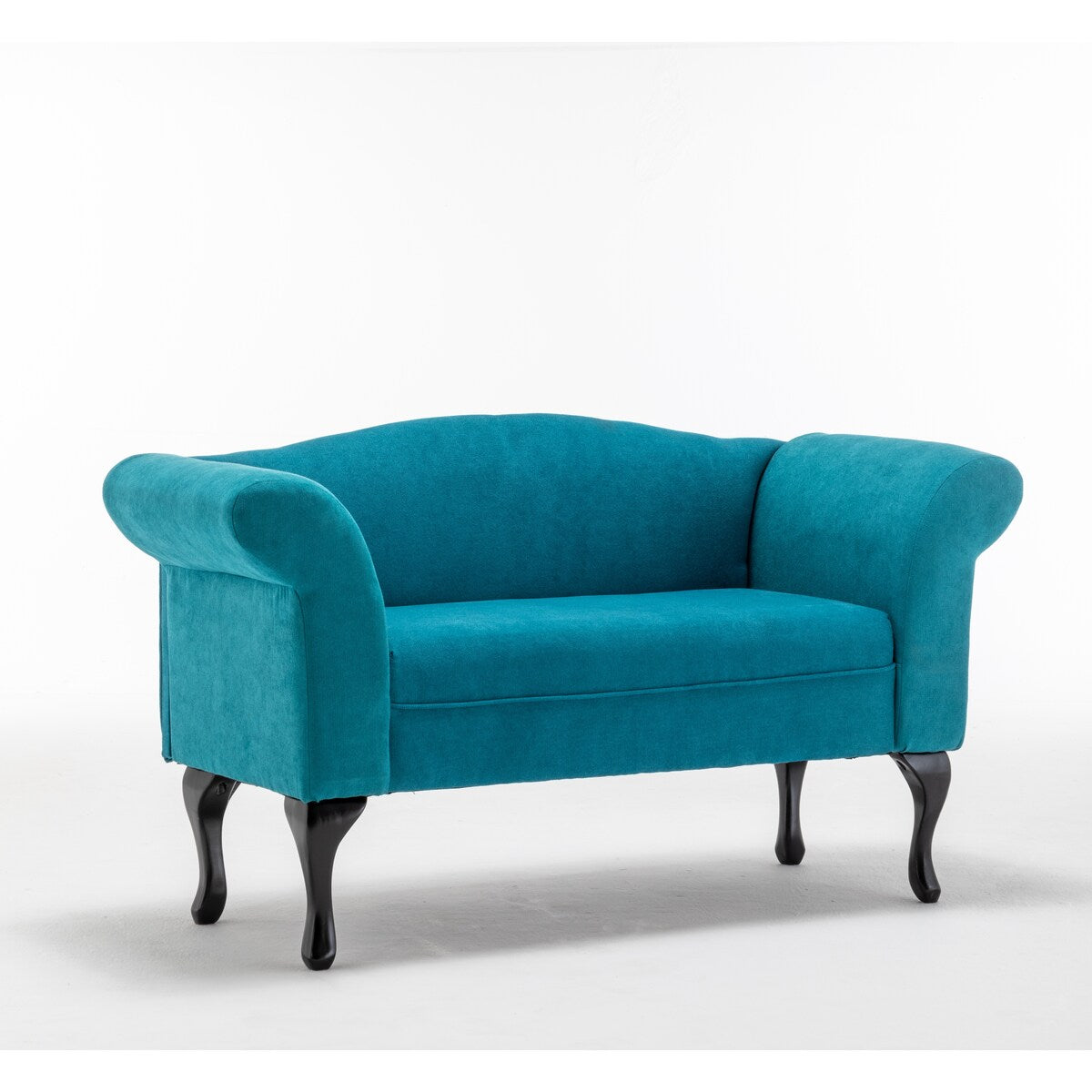 52.76" Linen Fabric Upholstered Loveseat with Rolled Arms, Comefortable Cushion and Solid Wood Legs for Living Room, Bedroom