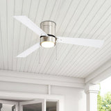 52" 3-Blade Flush Mount LED Ceiling Fan with Light and Pull Chain