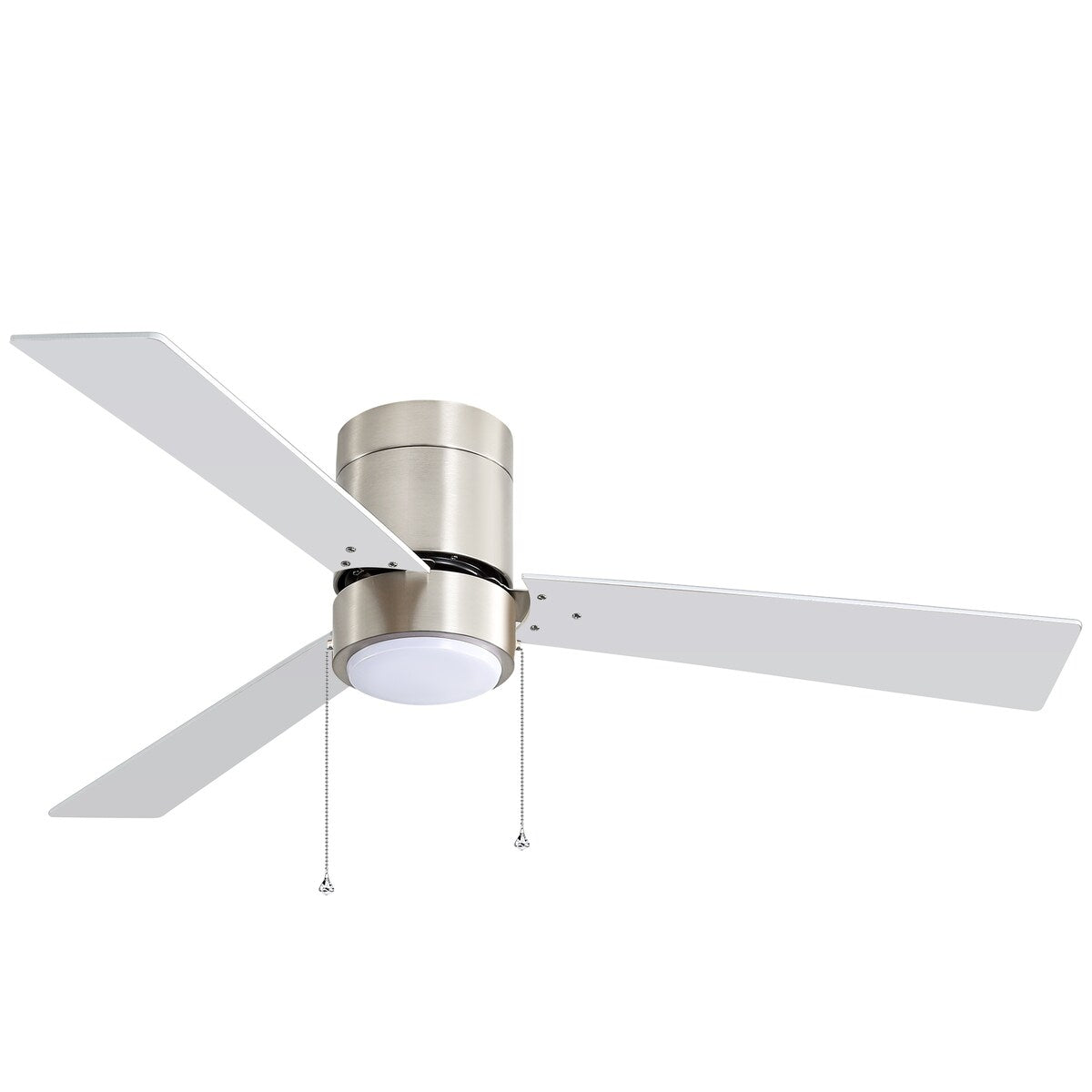 52" 3-Blade Flush Mount LED Ceiling Fan with Light and Pull Chain