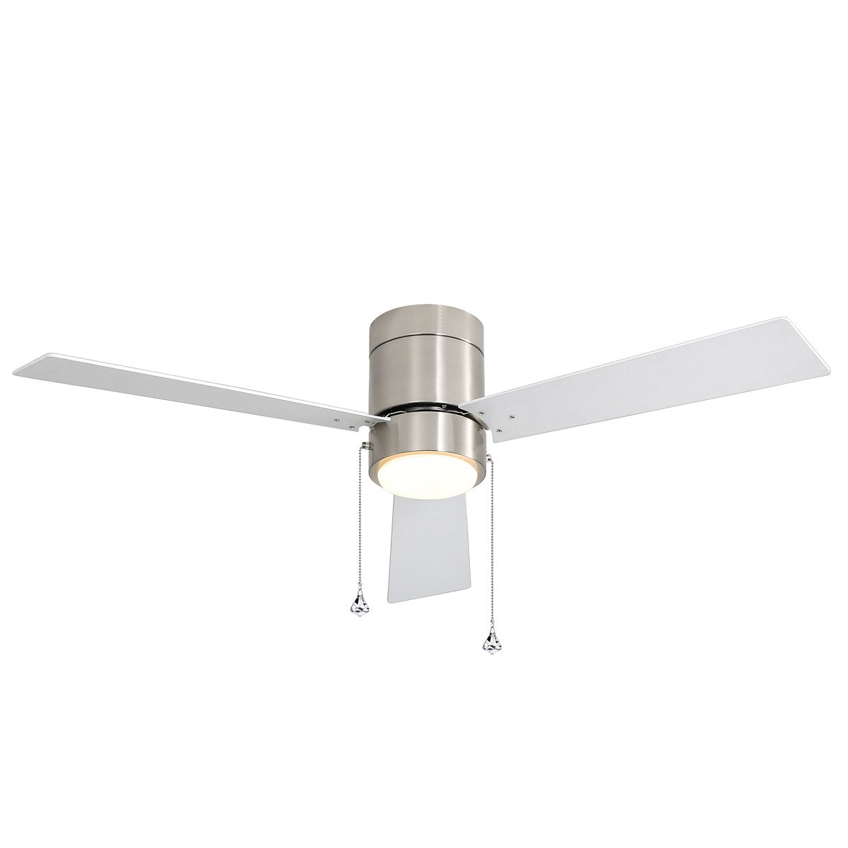 52" 3-Blade Flush Mount LED Ceiling Fan with Light and Pull Chain