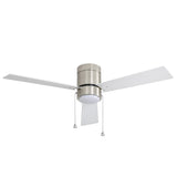 52" 3-Blade Flush Mount LED Ceiling Fan with Light and Pull Chain