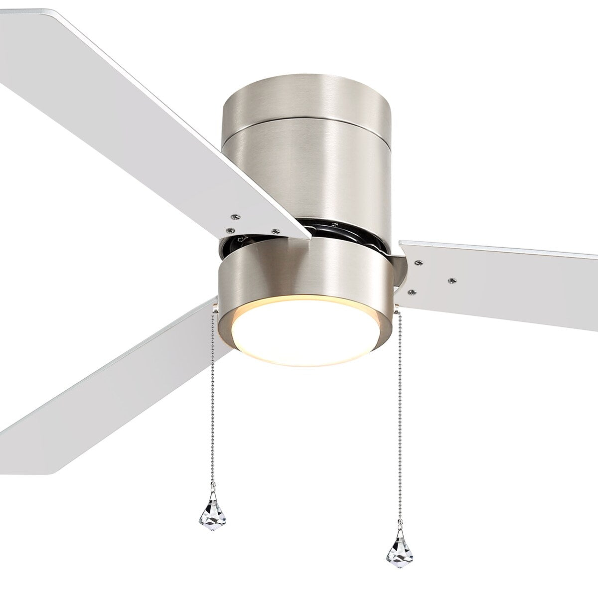 52" 3-Blade Flush Mount LED Ceiling Fan with Light and Pull Chain