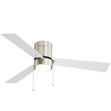 52" 3-Blade Flush Mount LED Ceiling Fan with Light and Pull Chain