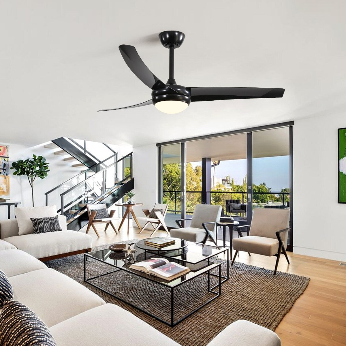 52" 3-Blade Reversible LED Ceiling Fan with Remote Control