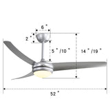 52" 3-Blade Reversible LED Ceiling Fan with Remote Control