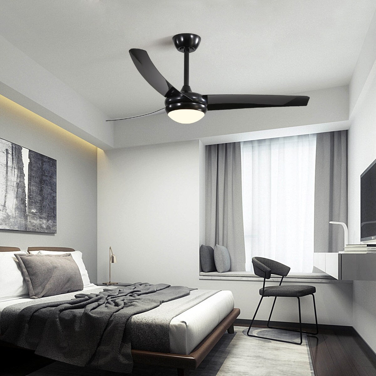 52" 3-Blade Reversible LED Ceiling Fan with Remote Control
