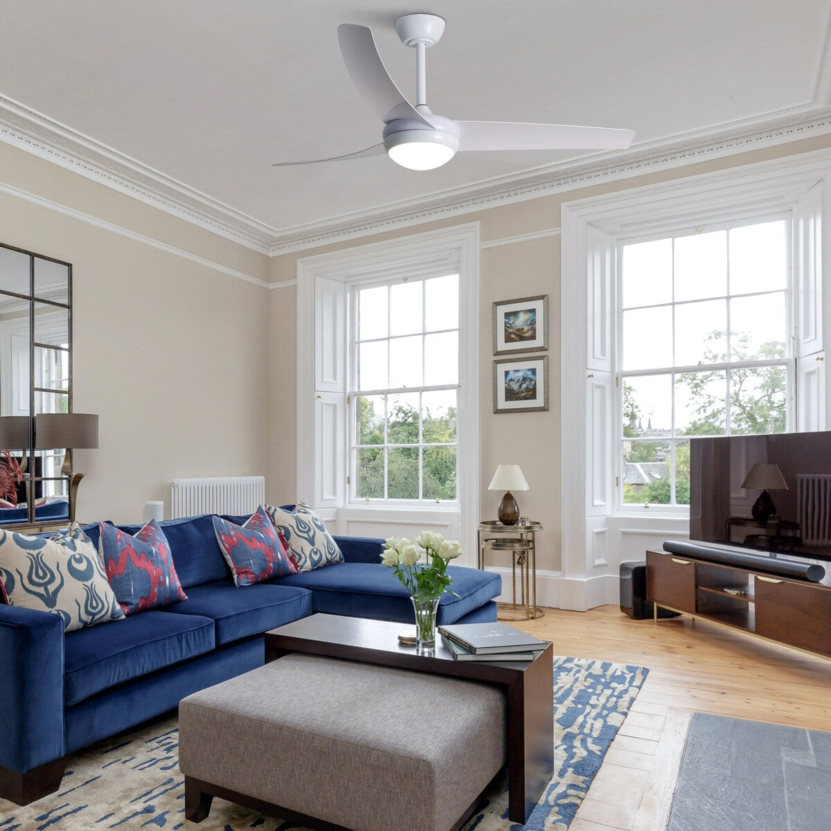 52" 3-Blade Reversible LED Ceiling Fan with Remote Control