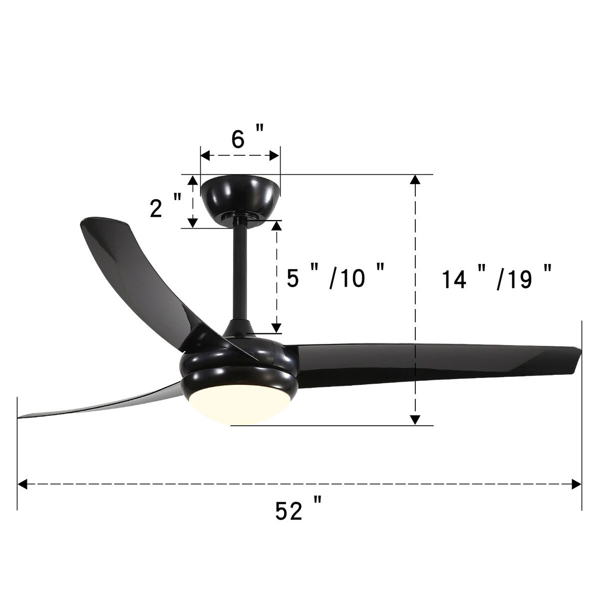 52" 3-Blade Reversible LED Ceiling Fan with Remote Control