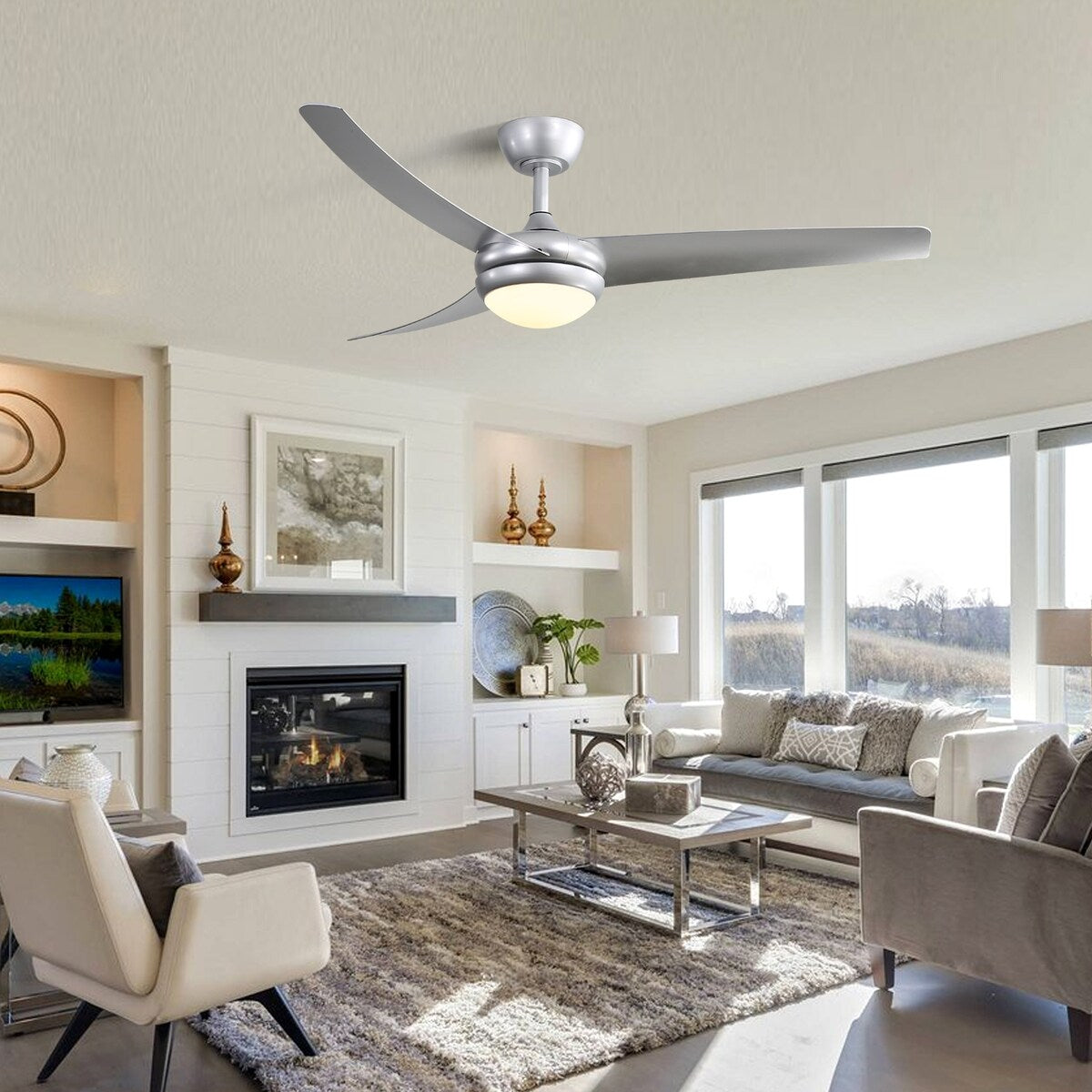 52" 3-Blade Reversible LED Ceiling Fan with Remote Control
