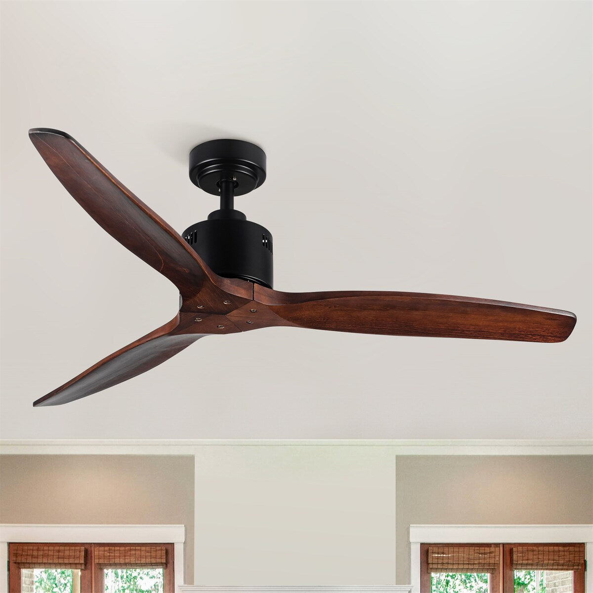 52" Antique Brown Ceiling Fan without Light with Remote Control