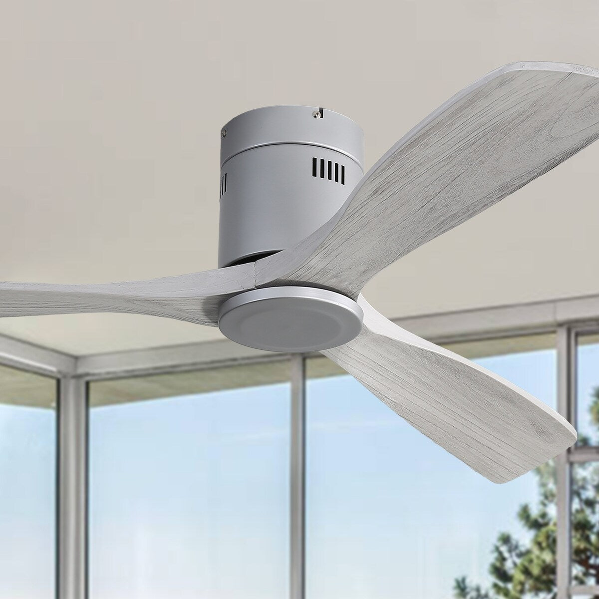 52" Brown Wood Ceiling Fan with 6 Speeds and DC Motor