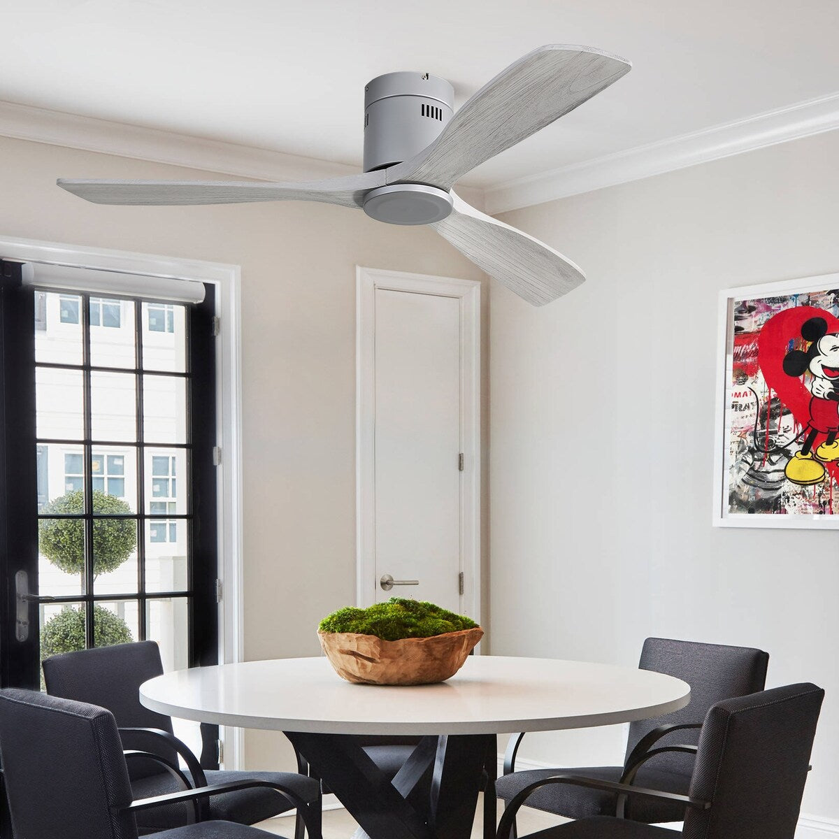 52" Brown Wood Ceiling Fan with 6 Speeds and DC Motor