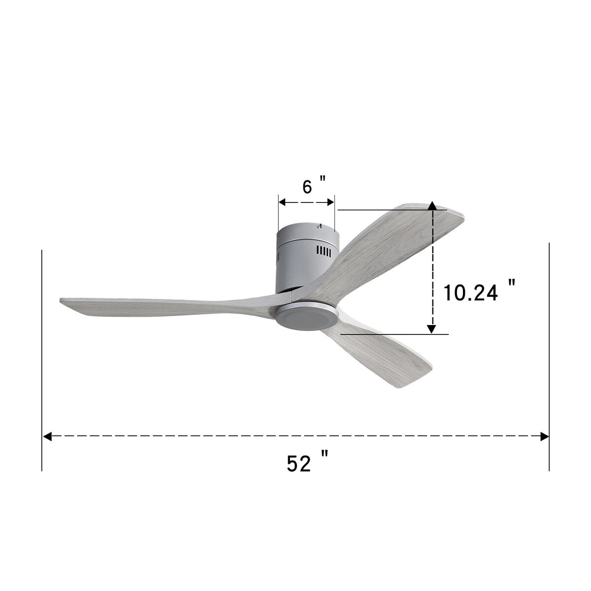 52" Brown Wood Ceiling Fan with 6 Speeds and DC Motor