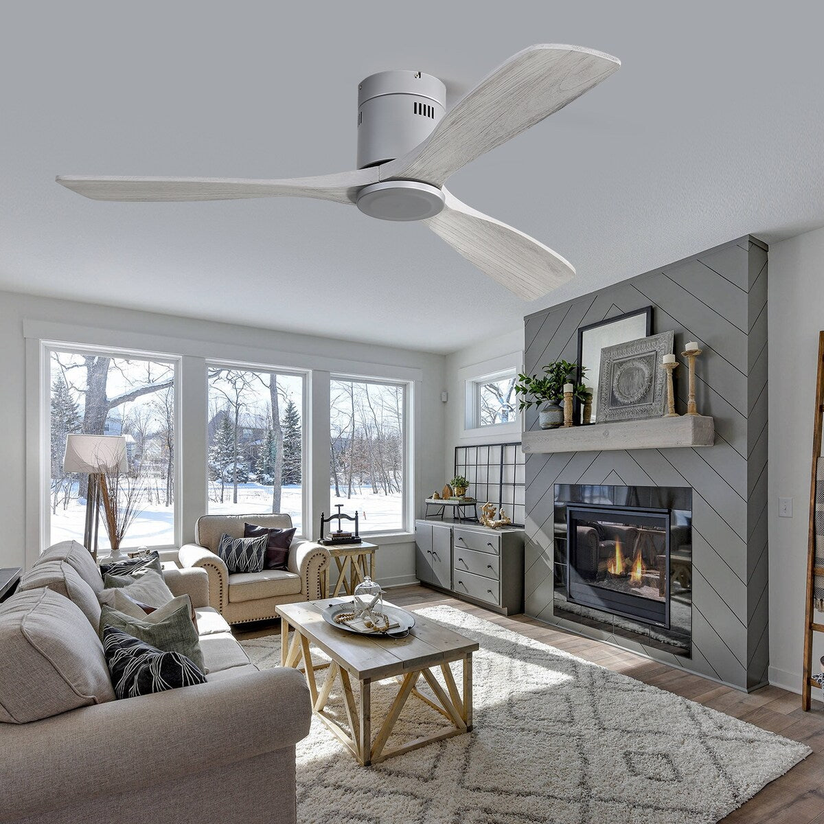 52" Brown Wood Ceiling Fan with 6 Speeds and DC Motor
