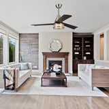 52" Brushed Nickel Wood 3-Blade Dimmable LED Ceiling Fan with Remote