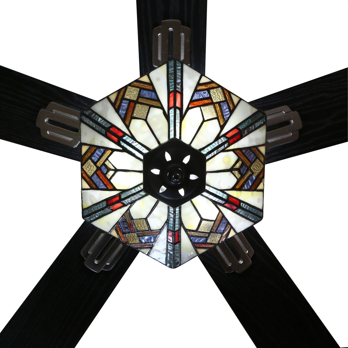Copper Grove Cumana 52-inch Mission Stained Glass Hexagonal LED Ceiling Fan - 52"L x 52"W x 20"H - 52"L x 52"W x 20"H