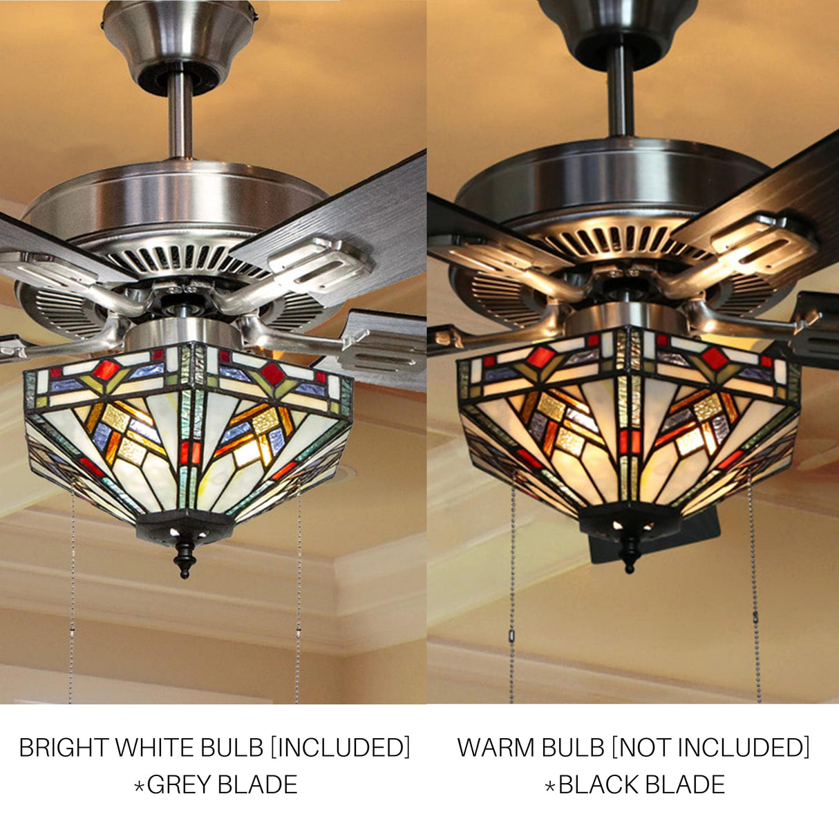 Copper Grove Cumana 52-inch Mission Stained Glass Hexagonal LED Ceiling Fan - 52"L x 52"W x 20"H - 52"L x 52"W x 20"H