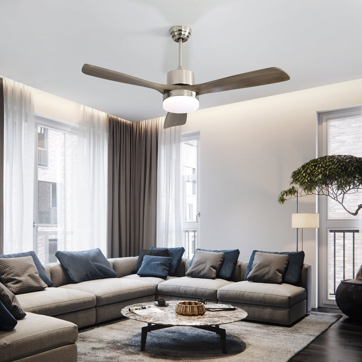 52" Ceiling Fan Light with Remote Control for Living Room
