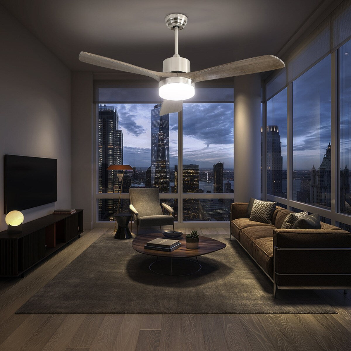 52" Ceiling Fan Light with Remote Control for Living Room