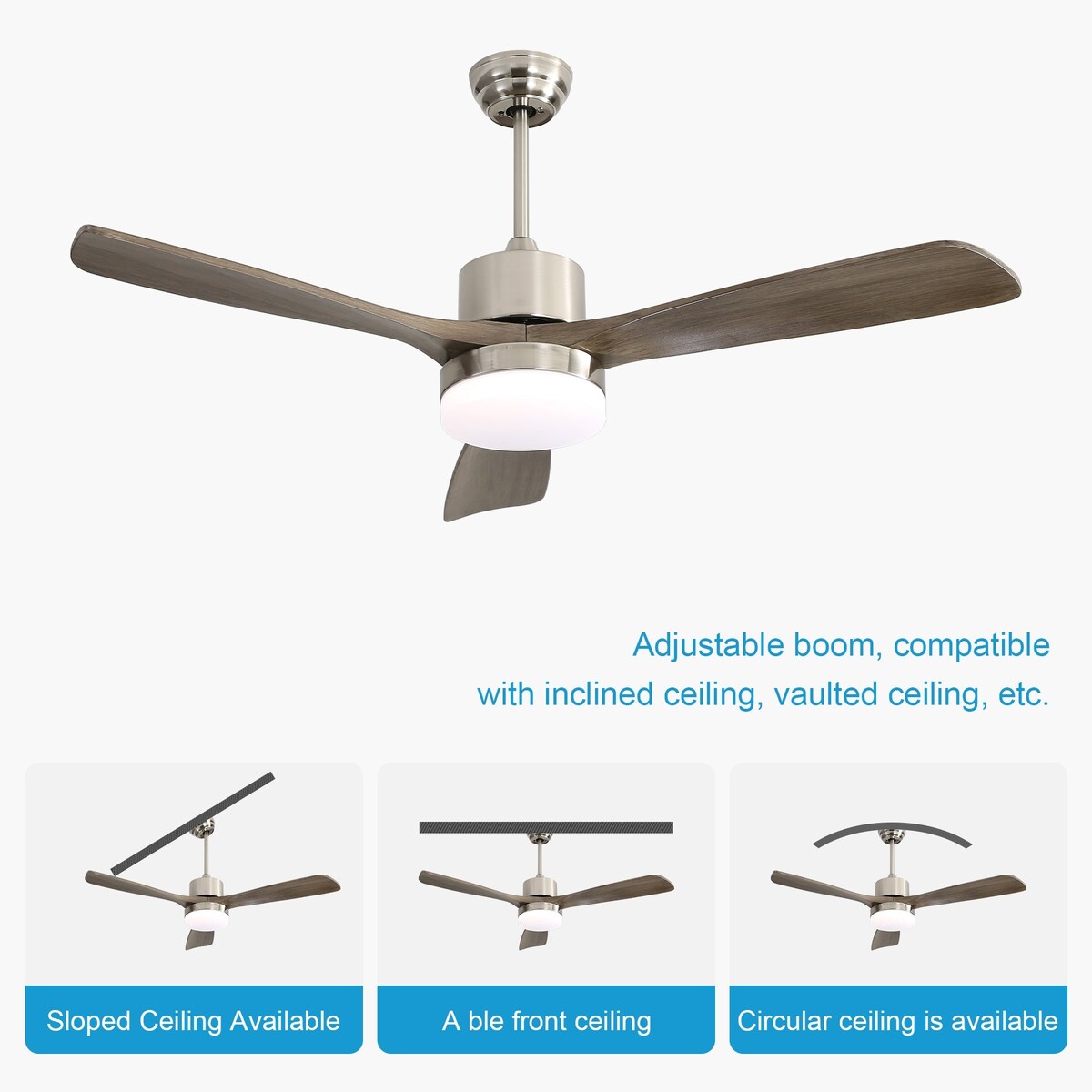 52" Ceiling Fan Light with Remote Control for Living Room