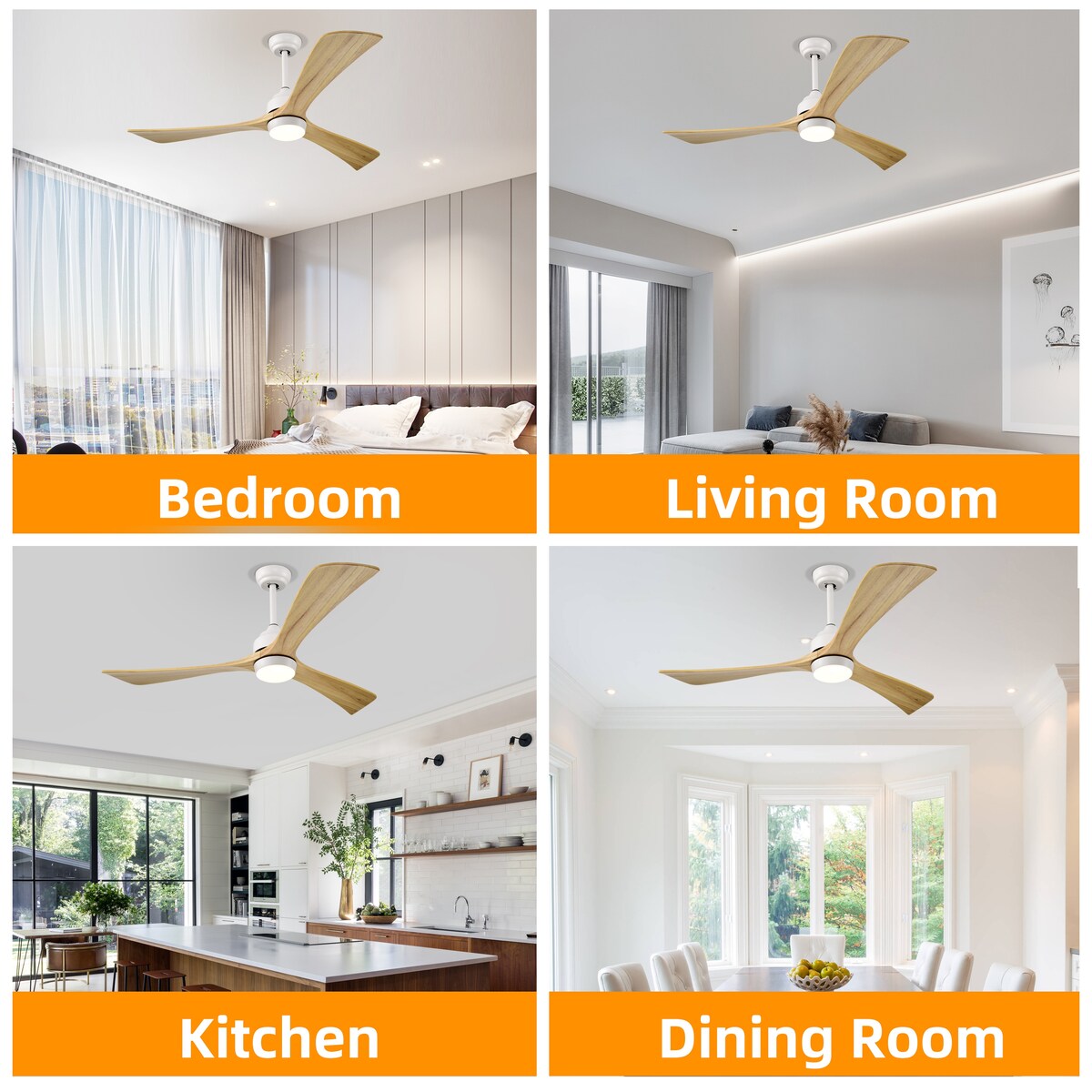 52" Ceiling Fan with Lights Remote Control