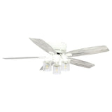 52" Classic 5-Blade Glass Low Profile Ceiling Fan Chandelier with Remote