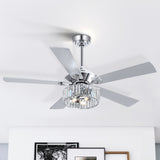 52" Ceiling Fans with Crystal Lighting Remote Control, 5 Blade - 52 Inch