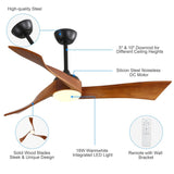 52" Dimmable Ceiling Fan with Remote Control,Reversible DC Motor - N/A