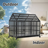 52" Heavy Duty Dog Crate Large Dog cage Strong Metal Dog Kennels and Crates for Large Dogs with 4 Lockable Wheels