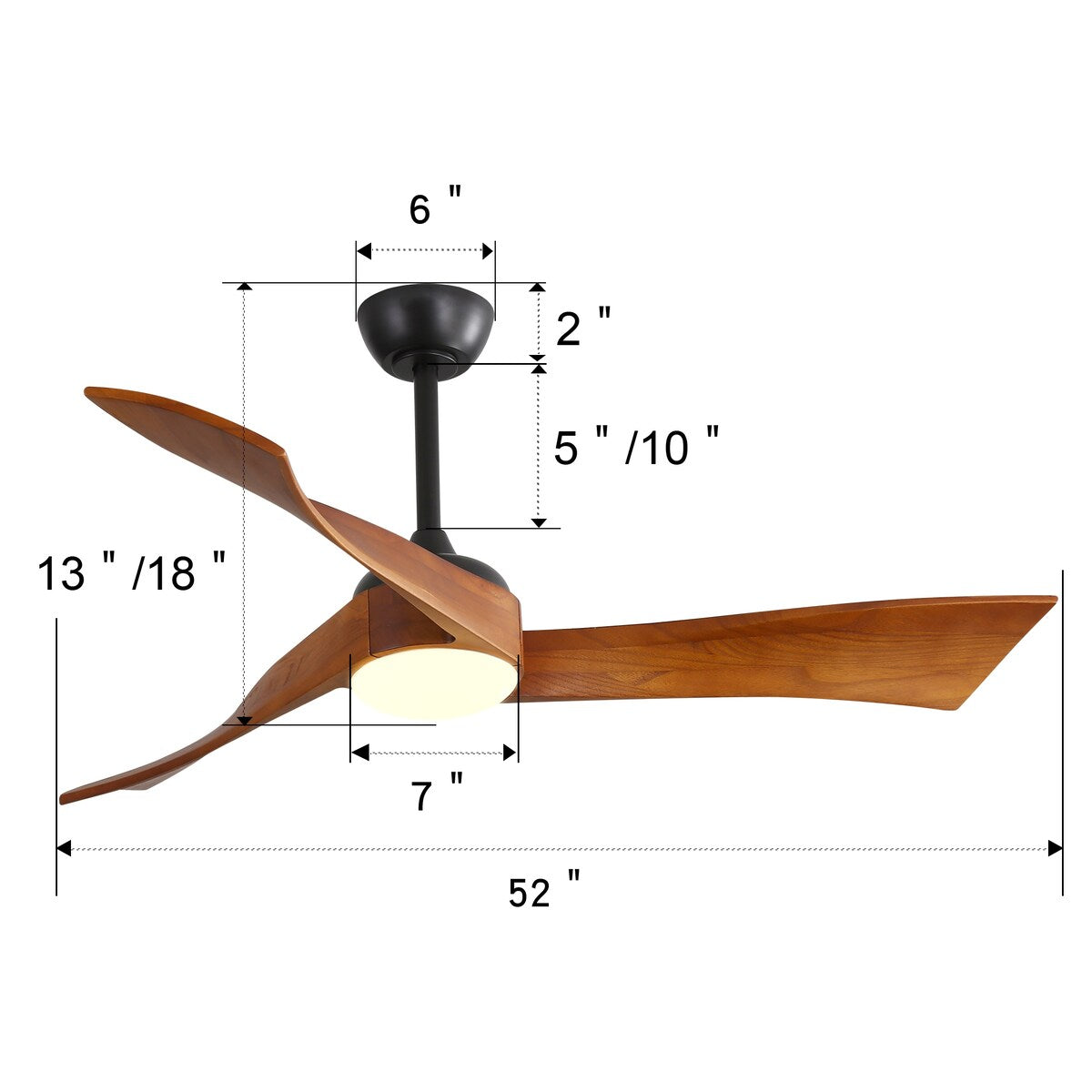 52" LED Ceiling Fan with Adjustable Brightness