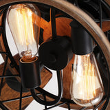 52-in Matte Black Wood Industrial Chandelier Ceiling Fan with Light Kit and Downrod