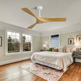 52" Matte White Smart Ceiling Fan Without Lights, 6 Speed