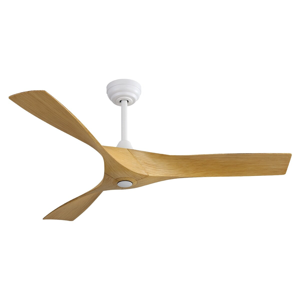 52" Matte White Smart Ceiling Fan Without Lights, 6 Speed