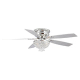 52" Modern 2-Light Low Profile Crystal Ceiling Fan with Remote
