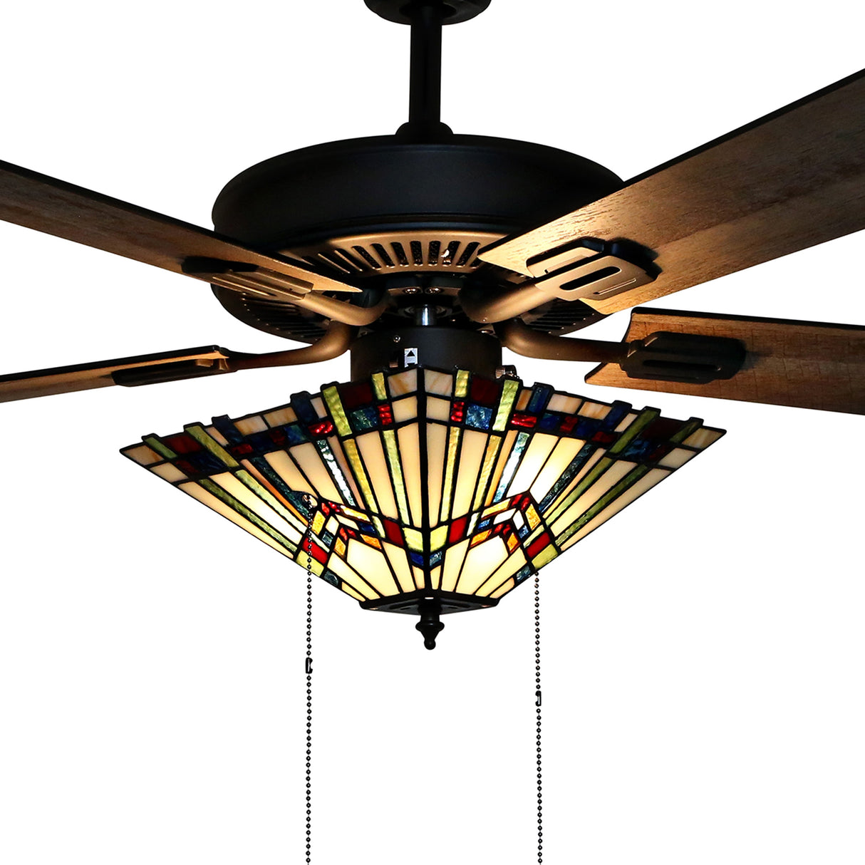 Copper Grove Orson Bronze Metal/Stained Glass 5-blade 52-inch Craftsman Ceiling Fan - 52"L x 52"W x 20"H - 52"L x 52"W x 20"H