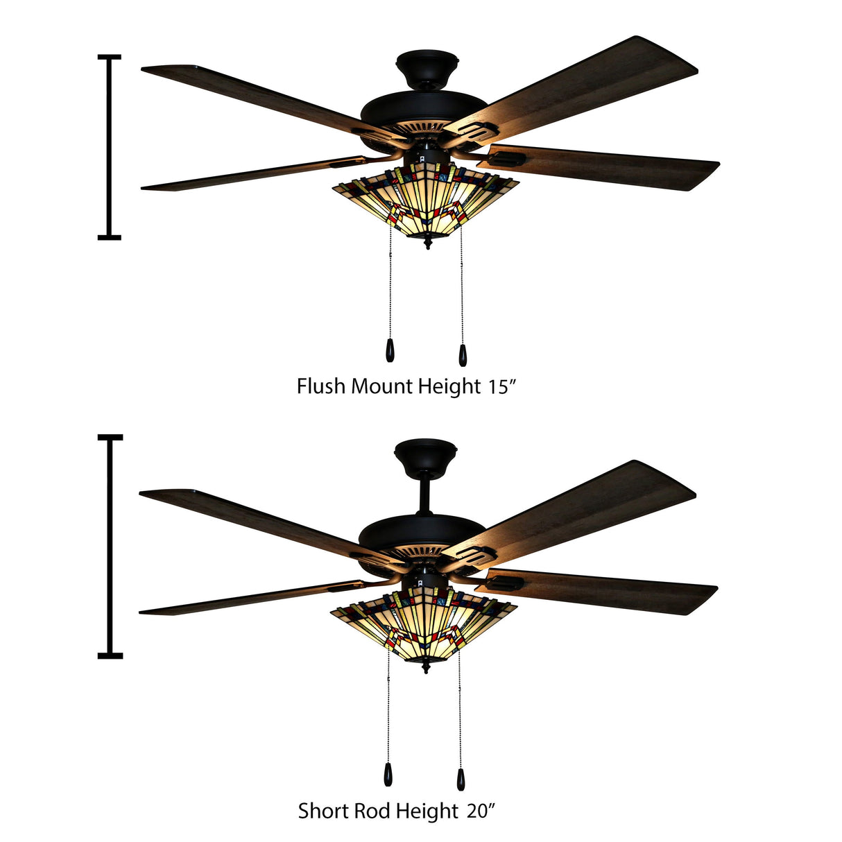 Copper Grove Orson Bronze Metal/Stained Glass 5-blade 52-inch Craftsman Ceiling Fan - 52"L x 52"W x 20"H - 52"L x 52"W x 20"H