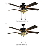 Copper Grove Orson Bronze Metal/Stained Glass 5-blade 52-inch Craftsman Ceiling Fan - 52"L x 52"W x 20"H - 52"L x 52"W x 20"H