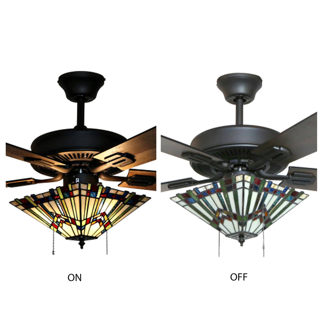 Copper Grove Orson Bronze Metal/Stained Glass 5-blade 52-inch Craftsman Ceiling Fan - 52"L x 52"W x 20"H - 52"L x 52"W x 20"H