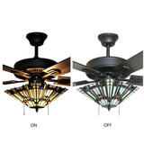 Copper Grove Orson Bronze Metal/Stained Glass 5-blade 52-inch Craftsman Ceiling Fan - 52"L x 52"W x 20"H - 52"L x 52"W x 20"H