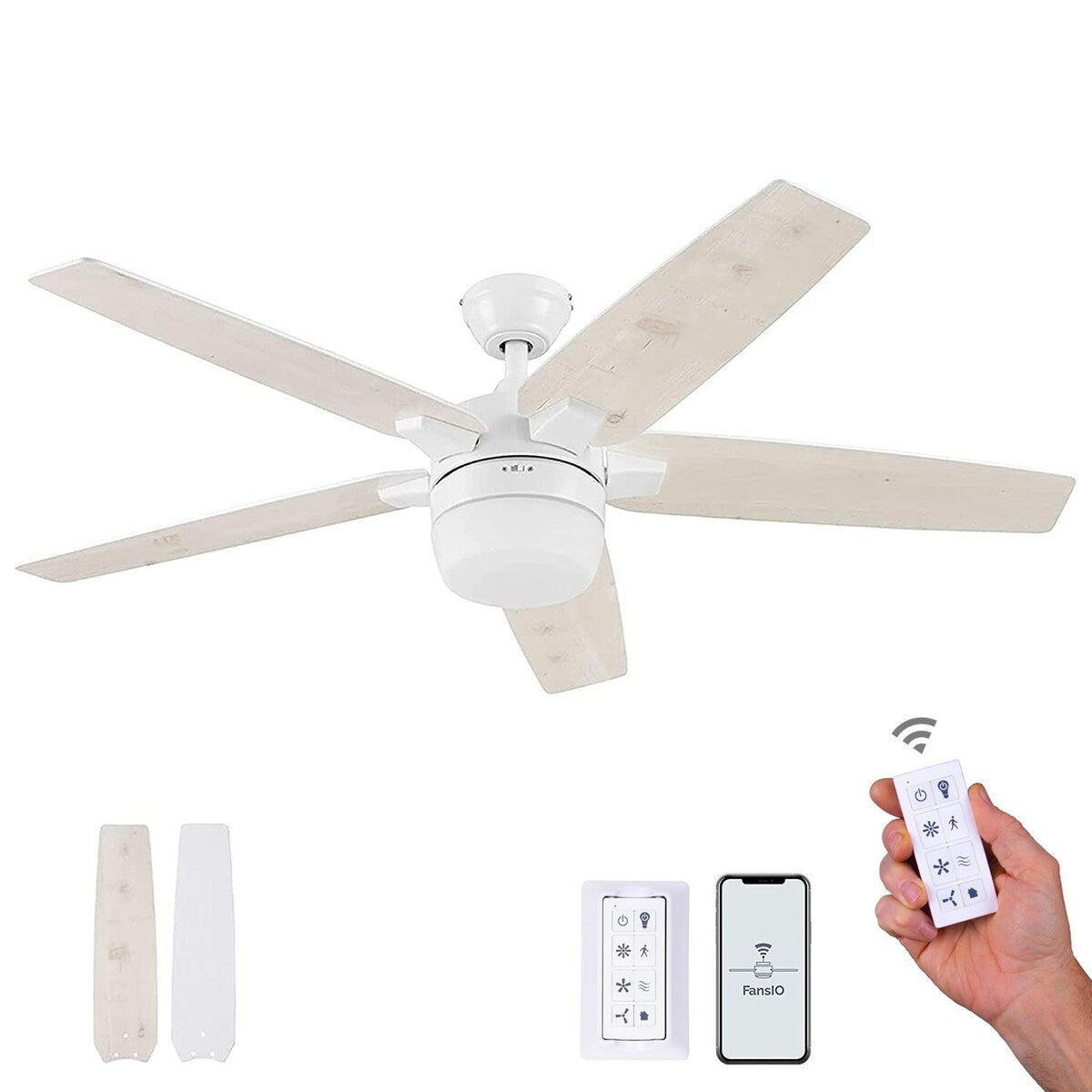52" Prominence Home Dorsey IO Modern SMART Ceiling Fan, Bright White