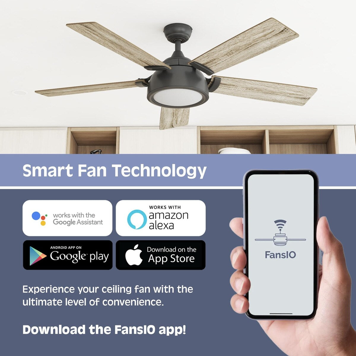 52" Prominence Home Dorsey IO Modern SMART Ceiling Fan, Bright White