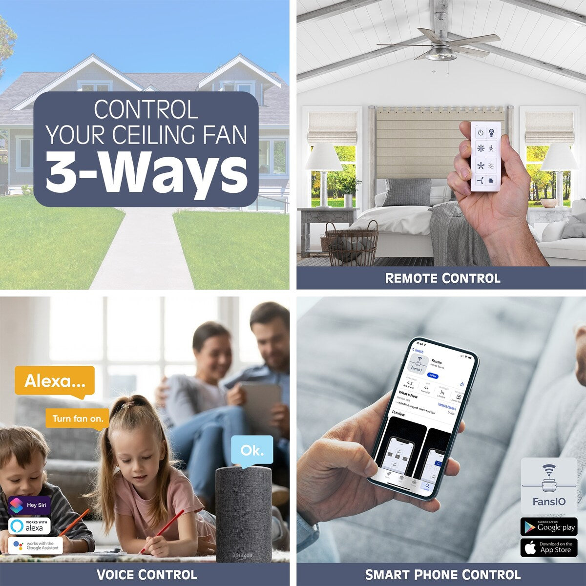 52" Prominence Home Dorsey IO Modern SMART Ceiling Fan, Bright White