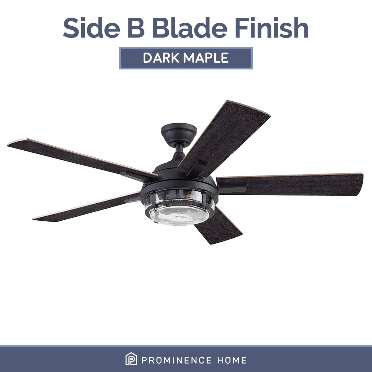 52" Prominence Home Freyr Textured Black Indoor/Outdoor LED Ceiling Fan with Light, Remote Control - 52