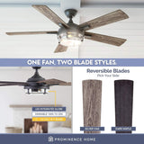 52" Prominence Home Freyr Textured Black Indoor/Outdoor LED Ceiling Fan with Light, Remote Control - 52